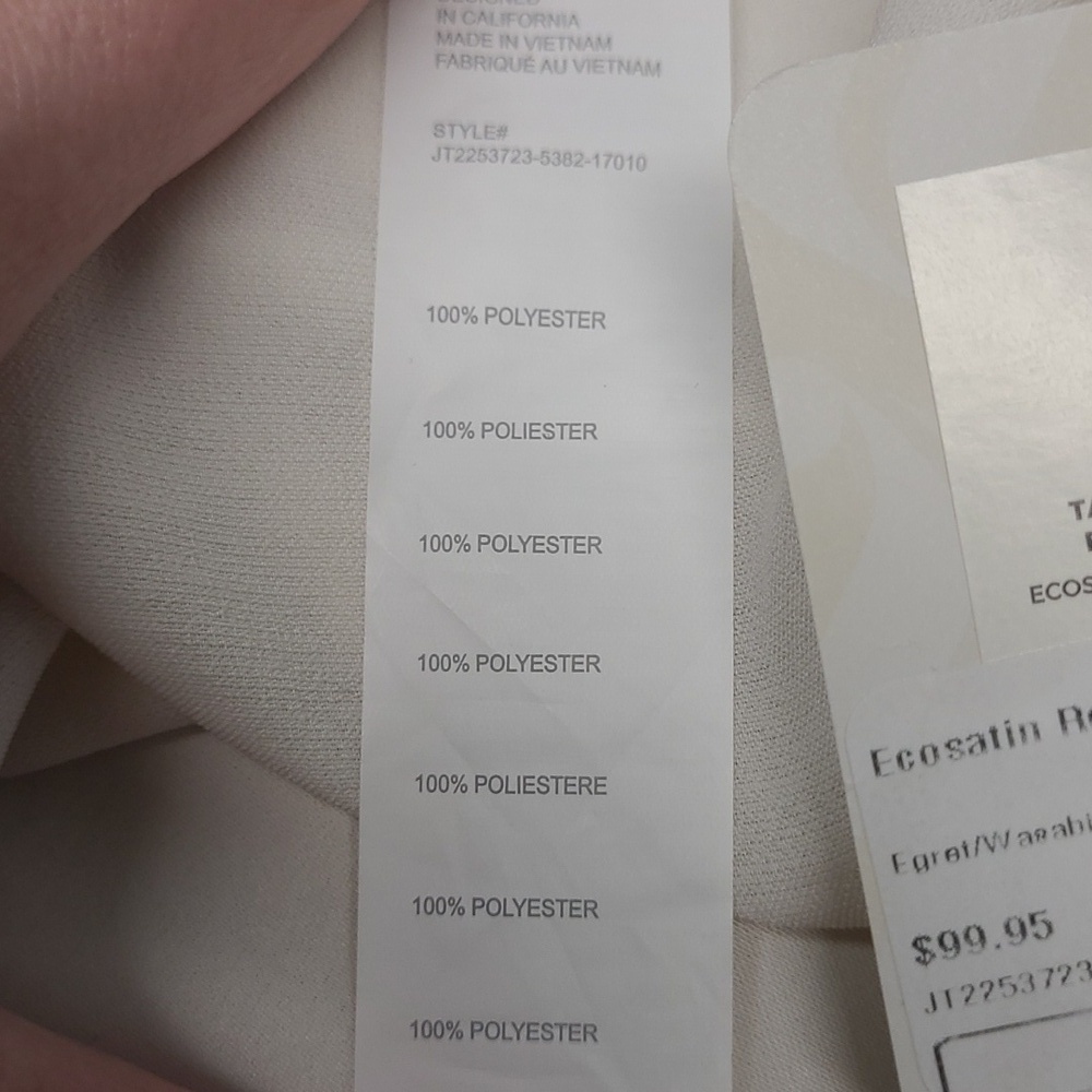 Fabletics Size XXS Egret/Wasabi Ecosatin Robe - Picture 9 of 10